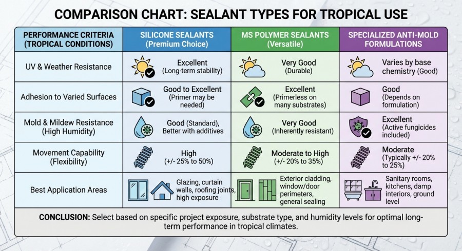 Sealant types for tropical use