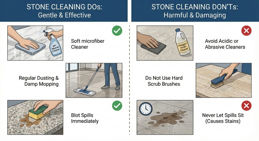 Stone cleaning dos and don'ts