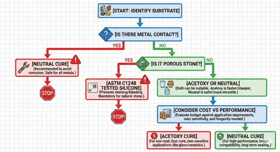 Diagrama de flujo para la toma de decisiones sobre la compatibilidad del sustrato