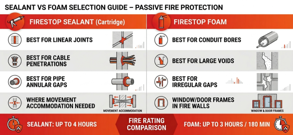 Firestop sealant vs firestop foam: selection guide for pipe, cable and conduit penetrations