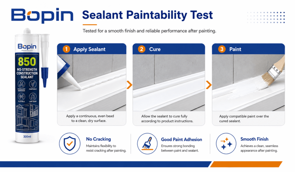 Paintability test for acrylic and MS polymer sealants