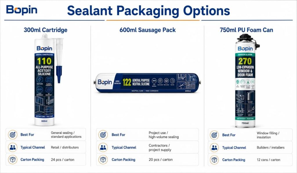 Sealant packaging options for private label orders