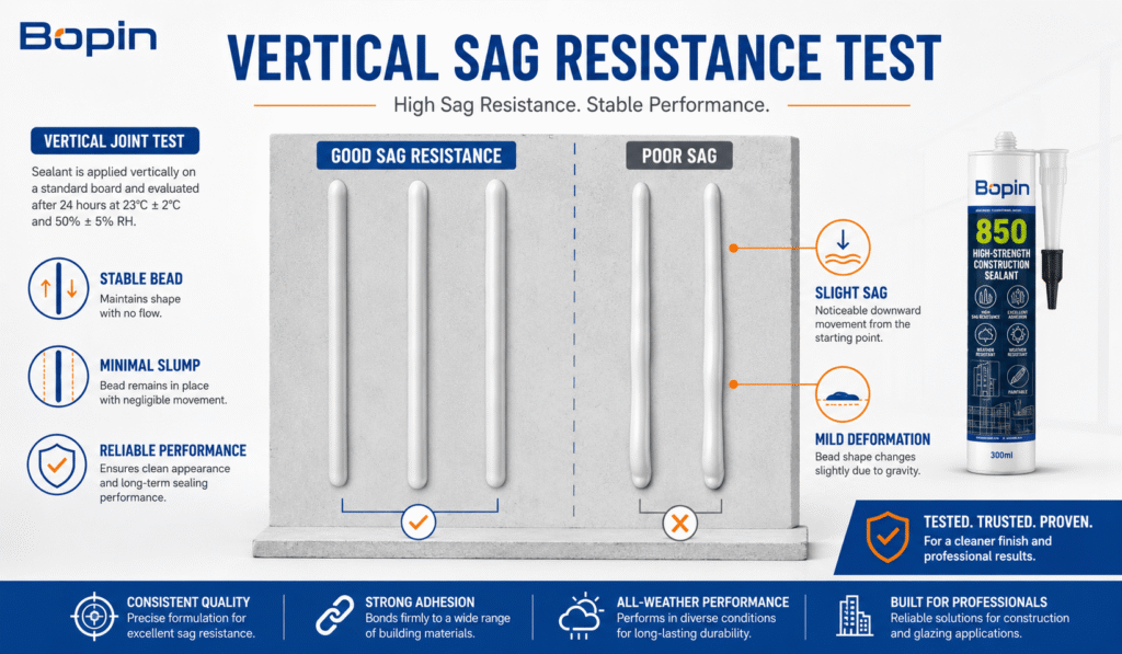 Sealant sag resistance test for vertical joints