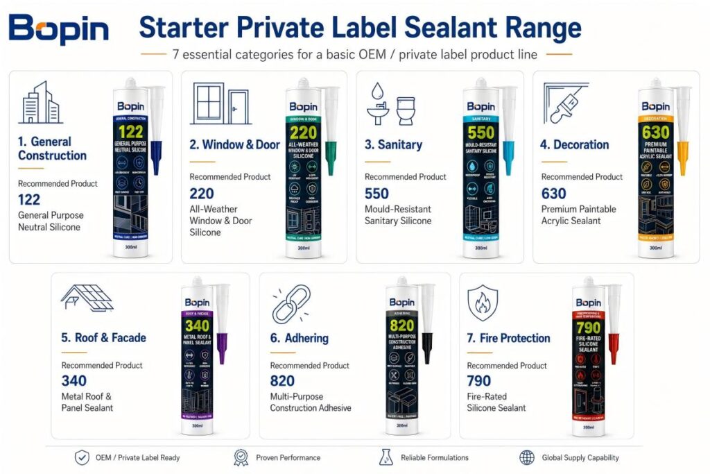 Starter private label sealant product range