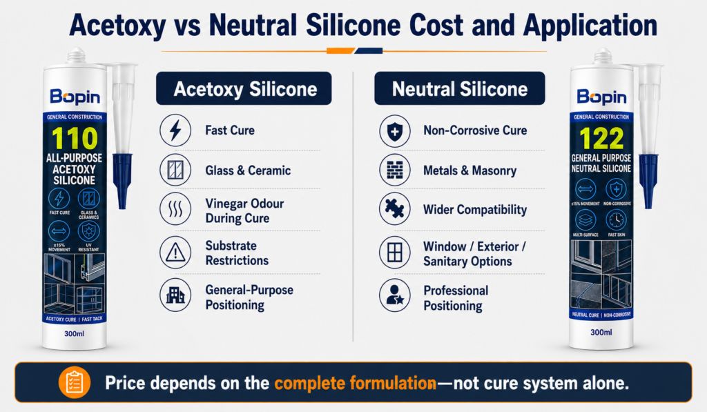 Acetoxy and neutral silicone sealant price and application comparison