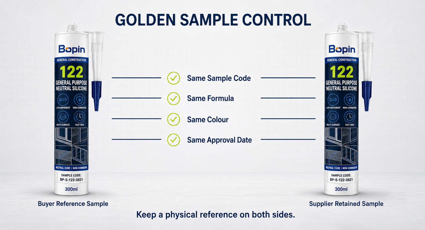 How to Prevent Sample-to-Bulk Quality Differences in OEM Sealant Orders 2 Golden sample control for OEM sealant bulk production