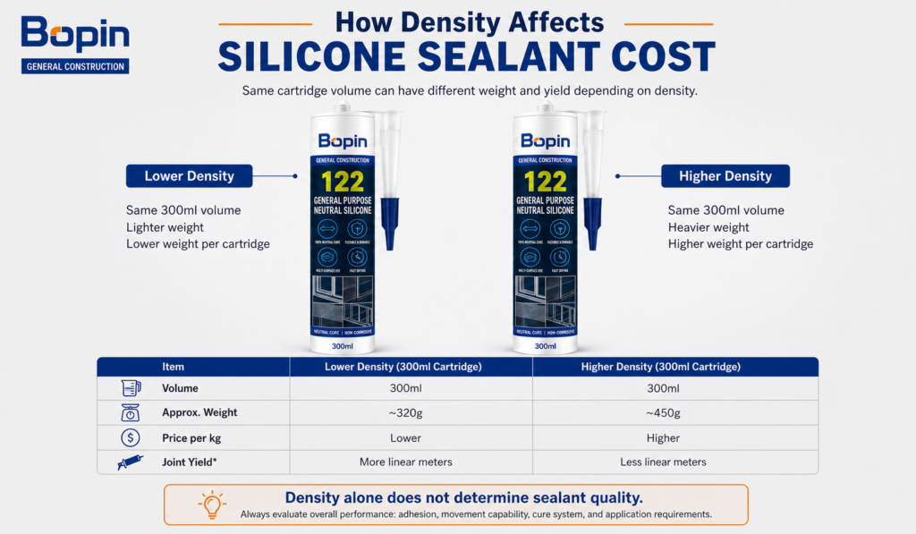 How density affects silicone sealant fill weight and cost