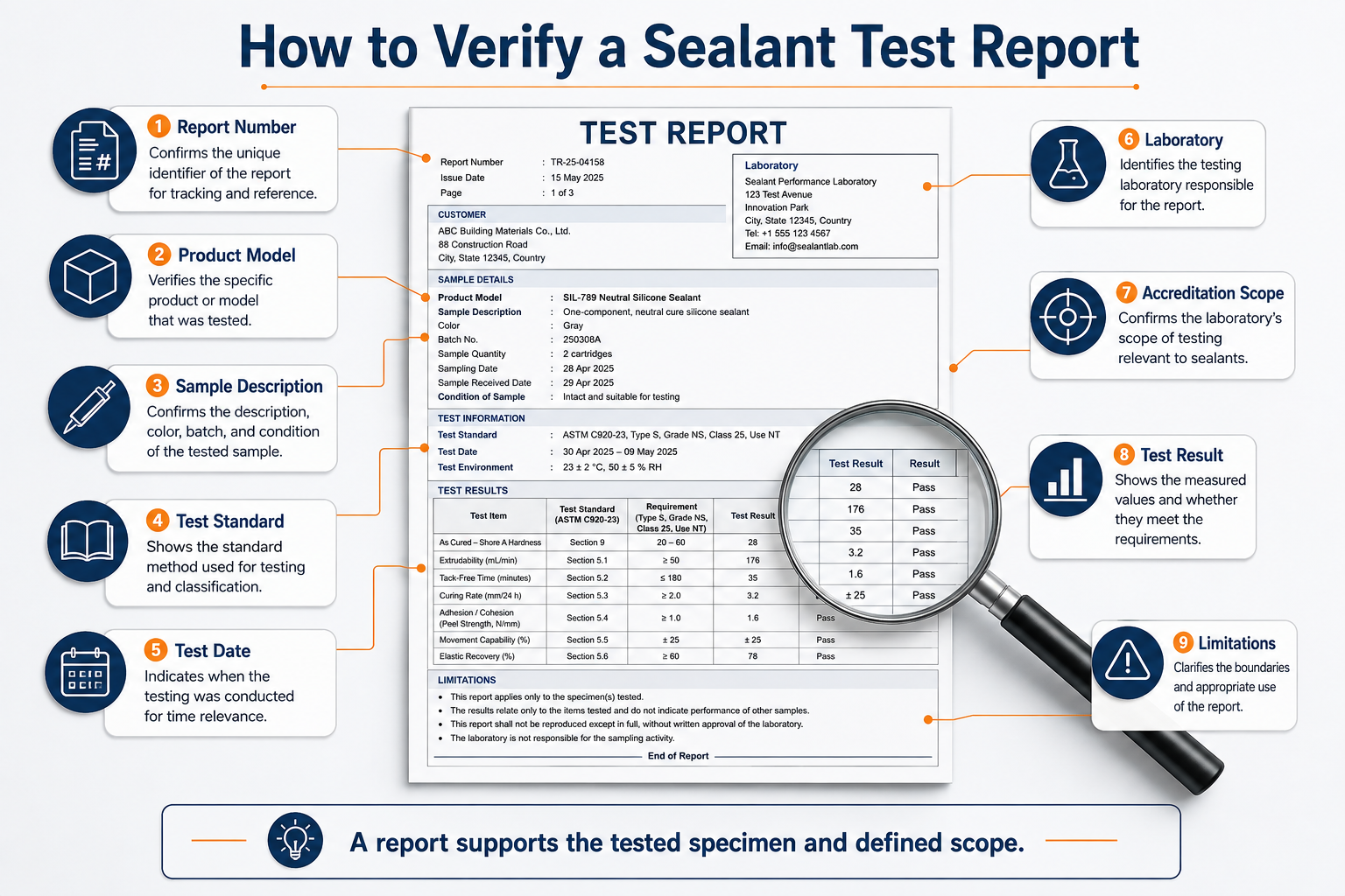 How importers verify a sealant laboratory test report