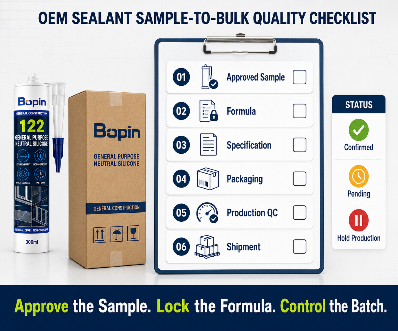How to Prevent Sample-to-Bulk Quality Differences in OEM Sealant Orders 5 OEM sealant sample to bulk quality control checklist for importers